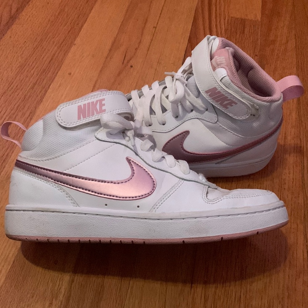 Nike Pink and White Kid Court Borough